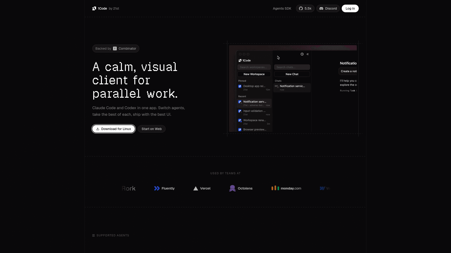 1code (21st.dev) screenshot