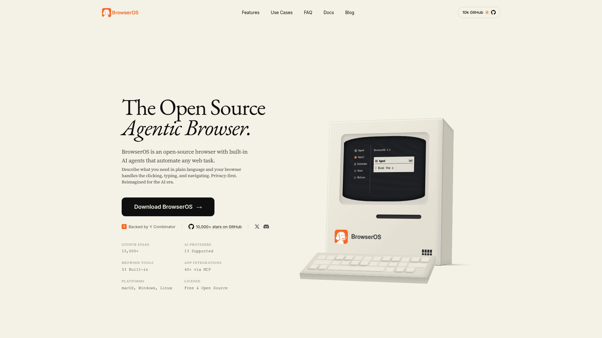 BrowserOS screenshot