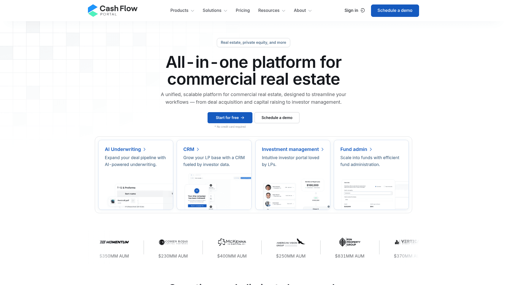 Cash Flow Portal screenshot
