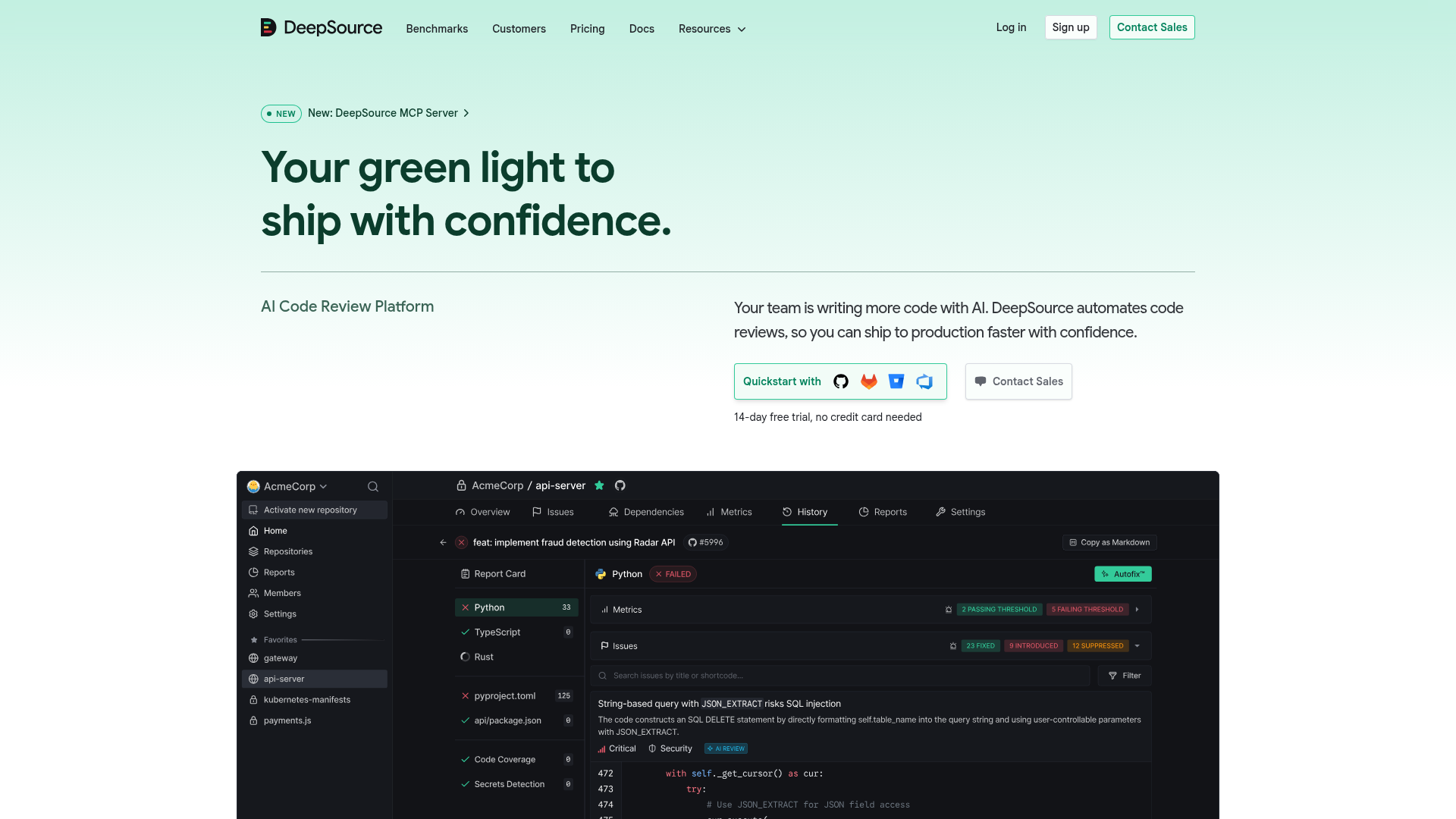 DeepSource screenshot
