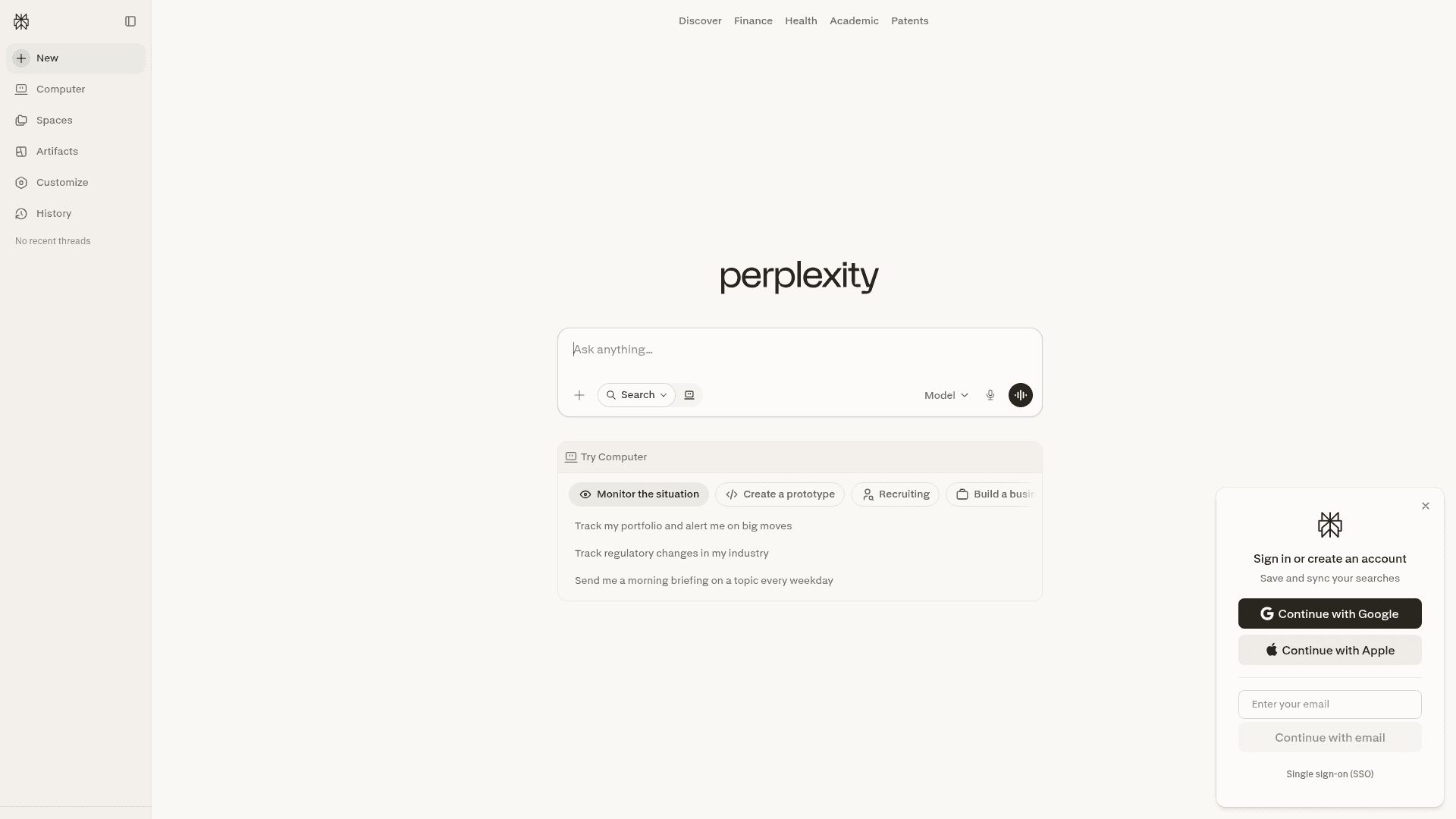 Perplexity screenshot