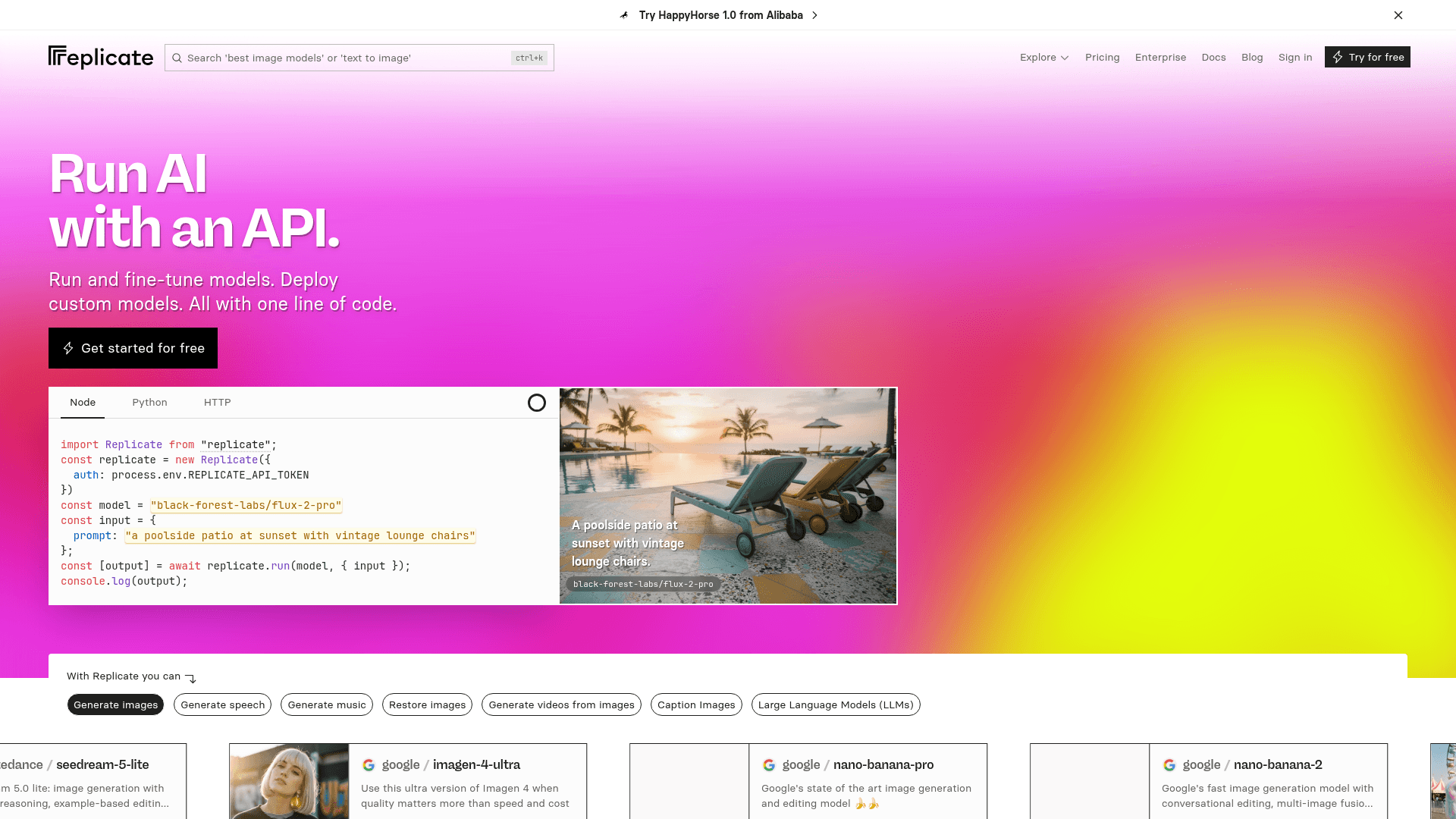 Replicate screenshot