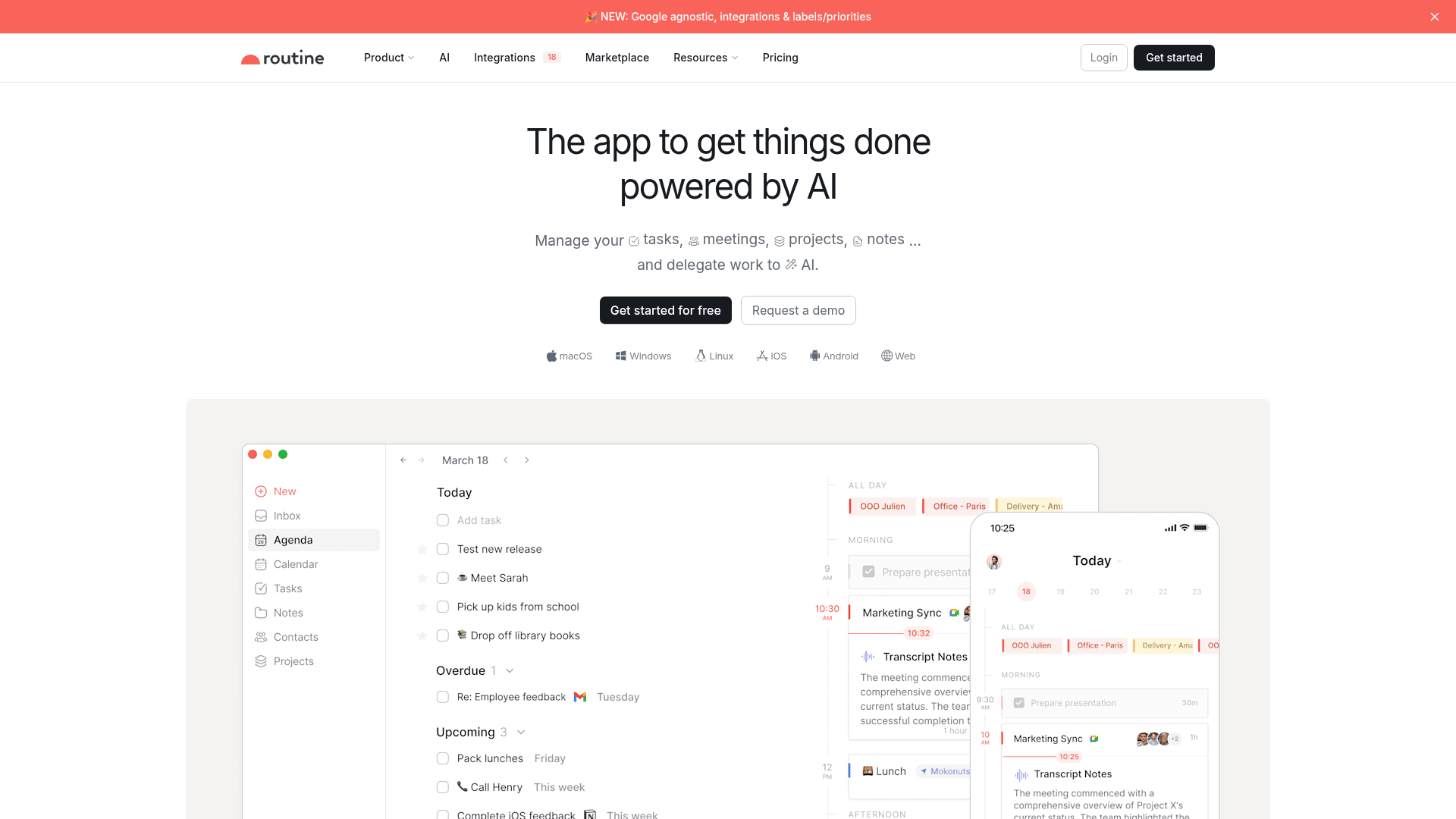 Routine screenshot