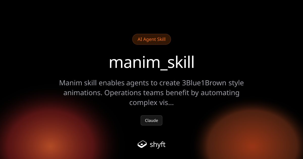 Manim Skill - Create 3Blue1Brown Style Animations